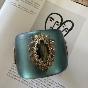 $495 Alexis Bittar bracelet lucite teal bangle